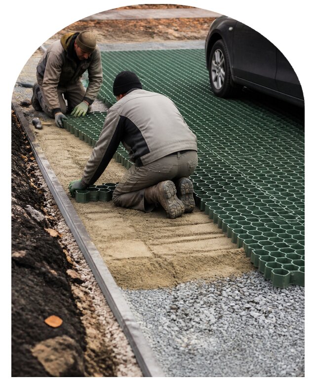 Устройство экопарковки с укреплением грунта в Южноуральске